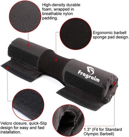 Premium Barbell Squat Pad - Ergonomic Neck & Shoulder Protection for Squats, Lunges & Hip Thrusts - Compatible with Olympic Weightlifting Bars
